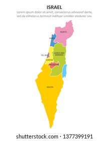 Israel multicolored map with regions. Vector illustration