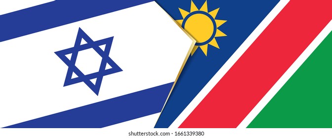 Israel and Namibia flags, two vector flags symbol of relationship or confrontation.