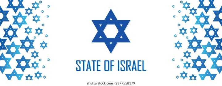 Israel nation patriot banner, flag color combination, suitable for national celebrations and festivals, blue color geometric abstract background, star design