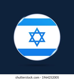 Israel National Flaggen Circle Button Icon. Einfache Flagge, offizielle Farben und Proportion korrekt. Flache Vektorgrafik.