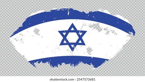 Bandera nacional de Israel con efecto de pincel de trazo afligido sobre fondo aislado