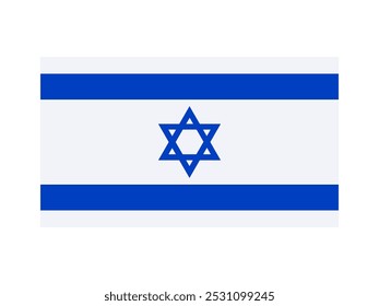 Israel national flag isolated on white. Official colors and image, simple flat design. Vector clipart element for Israeli events and news illustration, travel or politics banner.