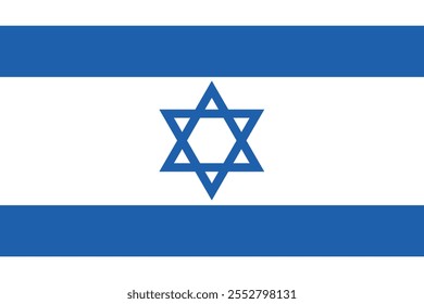 Bandeira nacional de Israel. Uma ilustração retangular do vetor de ícone da bandeira de Israel. Tamanho Padrão.