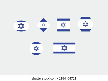 Israel national flag set country emblem state symbol