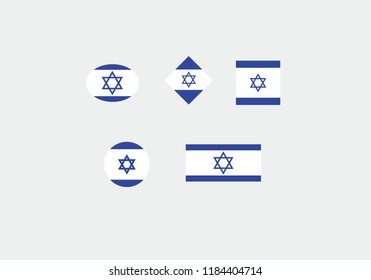 Israel national flag set country emblem state symbol