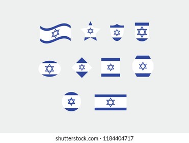 Israel national flag set country emblem state symbol