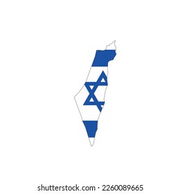 Israel - national flag in a shape of country map silhouette with thin black outline. Simple flat vector icon.