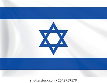 Israel National Flag with Star of David on Fabric Background. Editable file