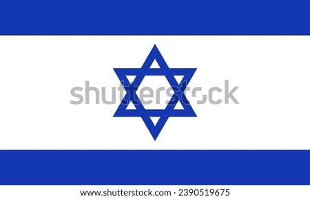 Israel national flag vector illustration isolated on white background. Realistic official israeli symbol of country. Greeting card National Independence Day of the State of Israel.