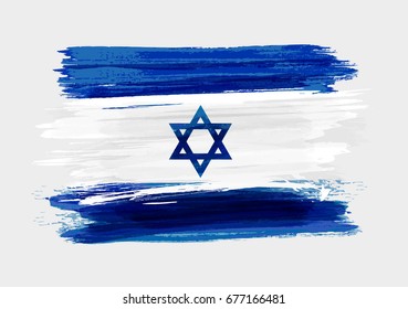 Israel national grunge watercolor brushed flag for your designs.