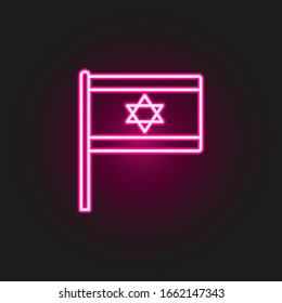 Israel neon style vector icon on dark gradient background