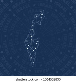 Israel network style country map. Memorable space style, modern design for infographics or presentation.