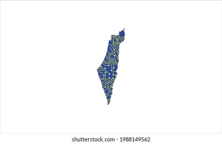 Israel networking map tech icon logo design illustration symbol vector 