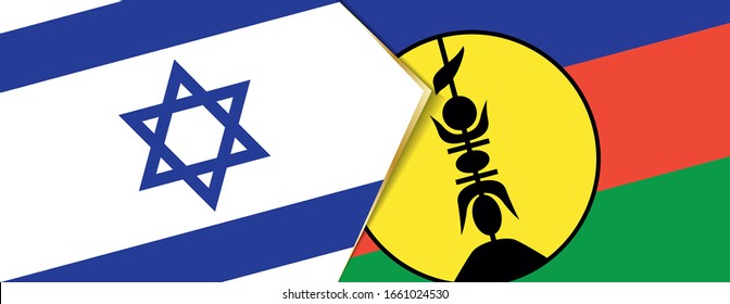 Israel and New Caledonia flags, two vector flags symbol of relationship or confrontation.