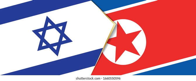 Israel und Nordkorea Flaggen, zwei Vektorillustrationen Flaggen Symbol für Beziehung oder Konfrontation.