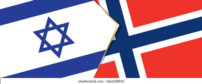 Israel and Norway flags, two vector flags symbol of relationship or confrontation.