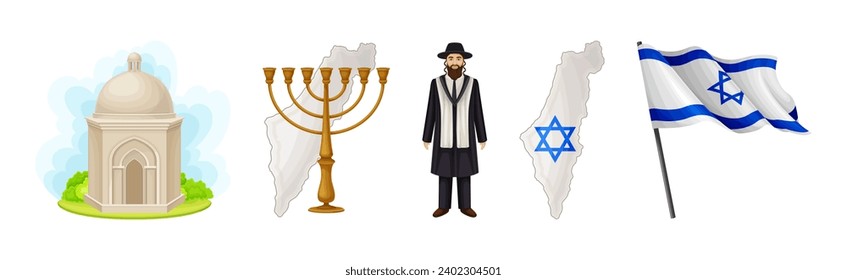Israel Objects and Symbol of Culture Vector Set