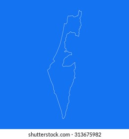 Israel outline map, stroke. Line style. Vector EPS8