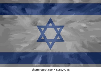 Israel painted / drawn vector flag. Dramatic, unusual look. Vector file contains flag and texture layers