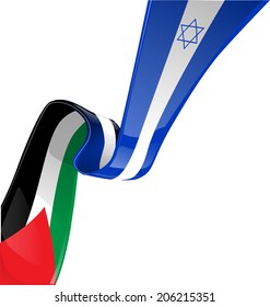 Israel And Palestine Flag On White Background