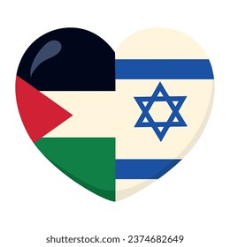 israel and palestine flags in heart design