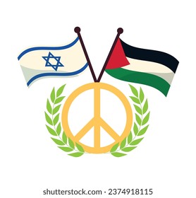 israel and palestine flags with peace emblem design