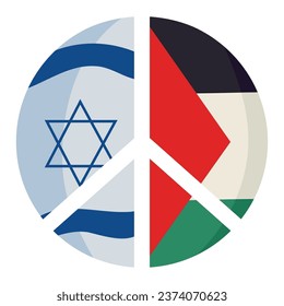 israel and palestine flags in stamp design
