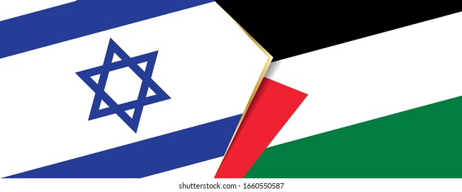 Israel and Palestine flags, two vector flags symbol of relationship or confrontation.