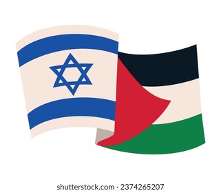 israel and palestine flags waving design