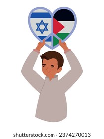 israel and palestine man lifting peace design