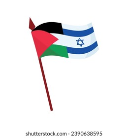israel and palestine peace flags illustration vector isolated