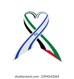 israel and palestine peace ribbon vector isolated