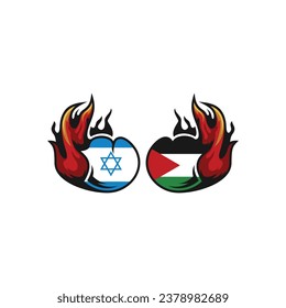 Israel with palestine punch design vector