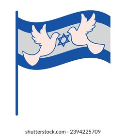 israel peace dove and flag national illustration