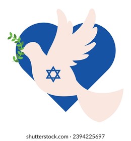 israel peace dove in heart illustration