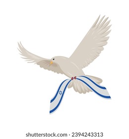 israel peace dove holding flag illustration vector isolated