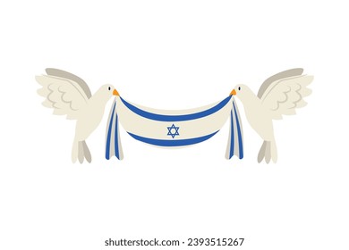 israel peace doves and flag vector isolated
