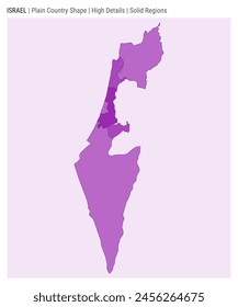 Israel plain country map. High Details. Solid Regions style. Shape of Israel. Vector illustration.