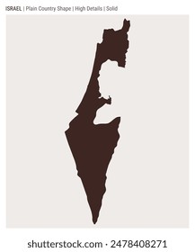 Israel plain country map. High Details. Solid style. Shape of Israel. Vector illustration.