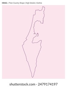 Israel plain country map. High Details. Outline style. Shape of Israel. Vector illustration.