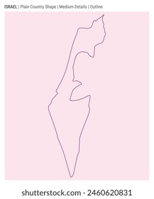 Israel plain country map. Medium details. Outline style. Shape of Israel. Vector illustration.