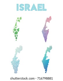 Israel polygonal map in a mosaic style. Bright abstract tessellation with geometric, low poly, modern design. Suitable for infographics or presentations.