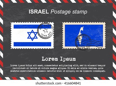 Israel postage stamp, postage stamp, vintage stamp, air mail envelope.