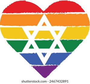 Corazón del Arco Iris de Israel, Orgullo de Israel, Bandera del Orgullo, Mes del Orgullo, Corazón LGBTQ, Gráfico multicolor