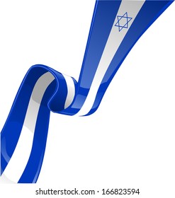 Israel ribbon flag isolated on white