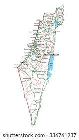 Israel road and highway map. Vector illustration.