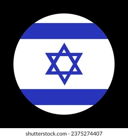 Israel round flag. Jewish circular symbol. Button, banner, icon. National sign. Star of David.