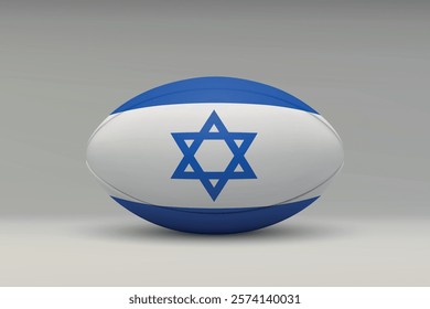 Israel rugby ball featuring the national flag design on a gray background