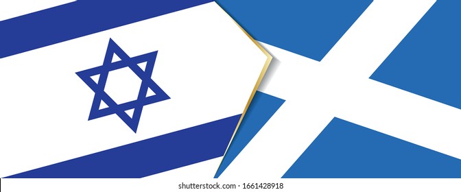 Israel and Scotland flags, two vector flags symbol of relationship or confrontation.