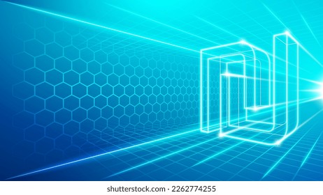 Israel Shekel (ILS) Futuristic Hologram Neon Glow Perspective View National Currency Sign Symbol Fast Transaction Exchange Speed Hologram Design Backdrop Background Illustration